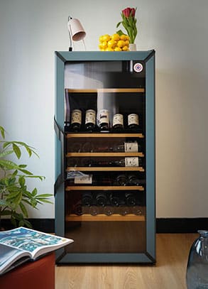 Blue wine storage fridge design