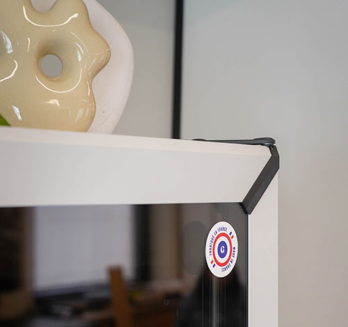 White wine storage fridge made in france with glass door