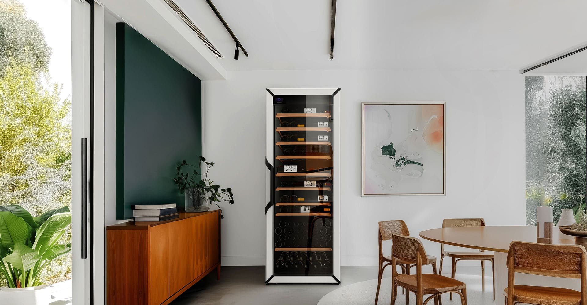 White wine fridge design in living room